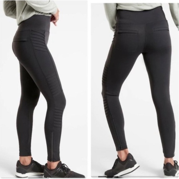 Athleta Delancey moto tights black Small Black - Picture 1 of 15